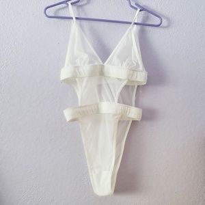 Sheer White Strappy Bodysuit